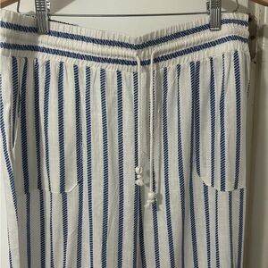 Blue and White Striped Pants